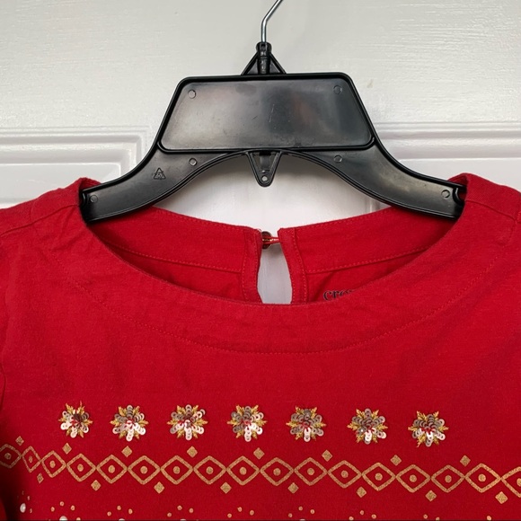 •Crown & Ivy Kids• Girl's Red Long Sleeve Sequin Embellished Top - Size Large - Picture 4 of 9